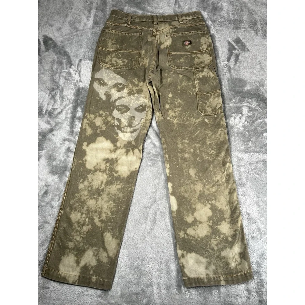 Dickies Pants Men Size 32x32 Green Straight Carpenter Work Double Knee Punk